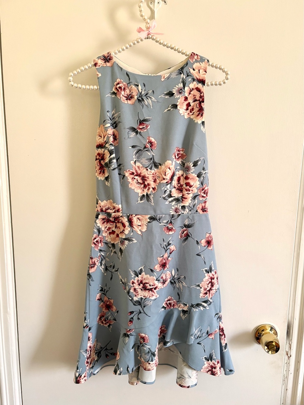 Blue Floral Asymmetrical Dress